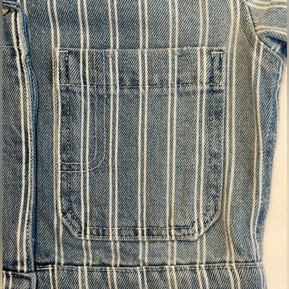 NWT Zara Stripe Denim Crop Jacket - Kids Size 6-7 - Picture 3 of 12